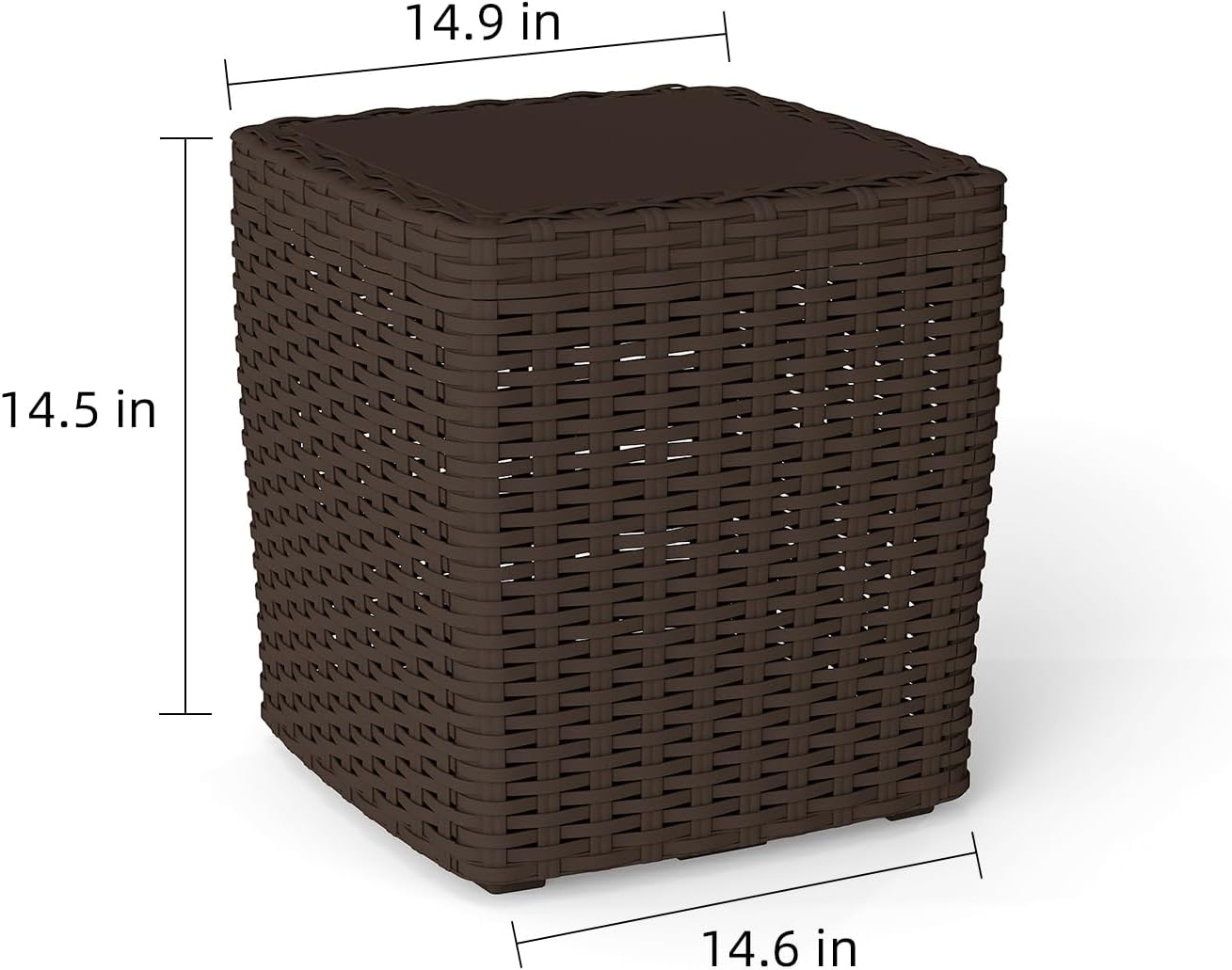 35 Gallon Outdoor Storage Box, Faux Rattan Deck Box with Removable Lid & Lockable Feature, All-Weather Waterproof Storage Bench for Poolside, Garden Tools Delivery Packages, Brown