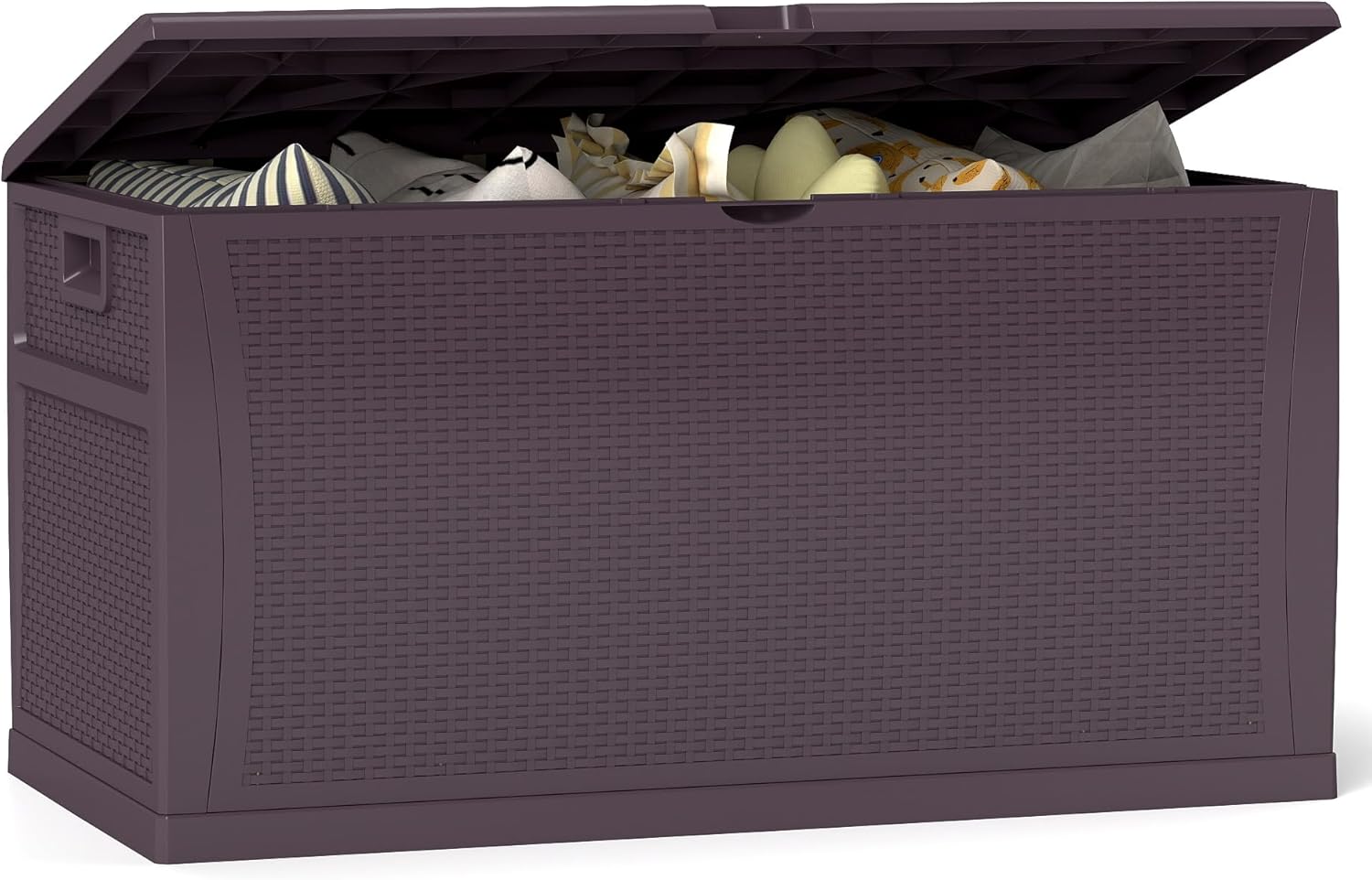 ZYJOYY 125 Gallon Resin Deck Box, Weatherproof Outdoor Storage Box for Patio, Garden, Pool, and Yard, Lockable Waterproof Bin for Tools, Cushions, and Accessories, Brown