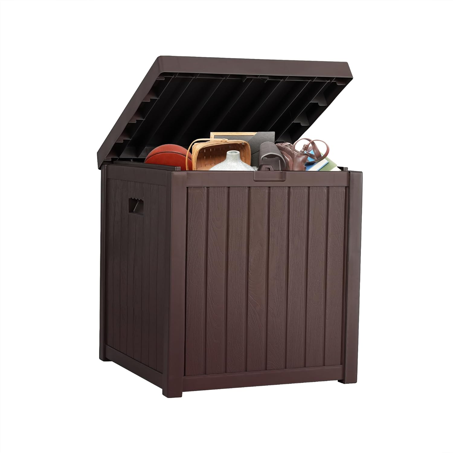 ZYJOYY 51 Gallon Resin Deck Box, Outdoor Storage Box Waterproof for Patio, Garden, Pool, and Deck, Storage Solution for Cushions, Tools, Delivery Packages, Brown