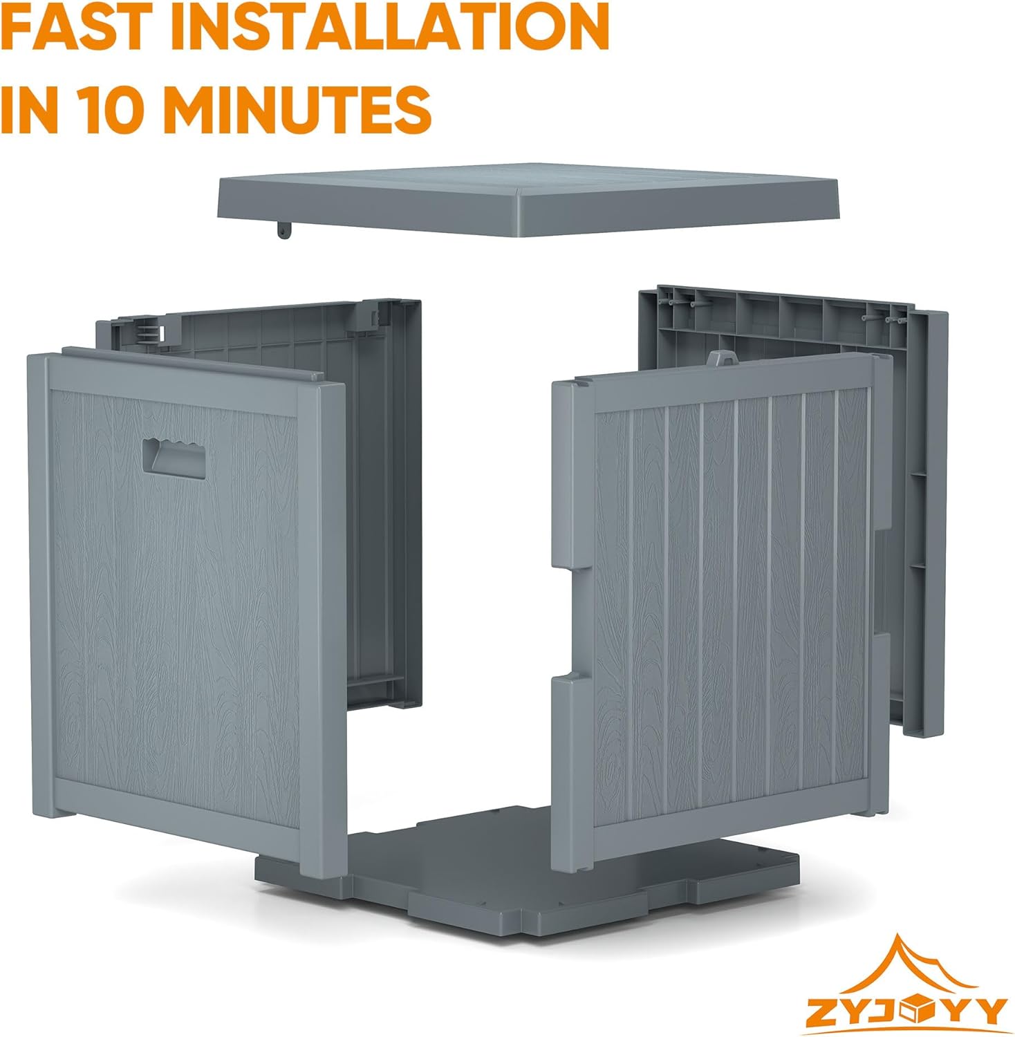 ZYJOYY 51 Gallon Resin Deck Box, Outdoor Storage Box Waterproof for Patio, Garden, Pool, and Deck, Storage Solution for Cushions, Tools, Delivery Packages, Grey