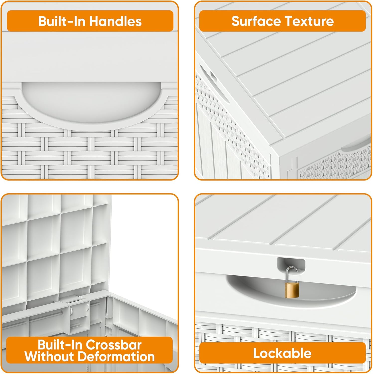 ZYJOYY 33 Gallon Resin Deck Box, Weatherproof Outdoor Storage Box for Patio, Garden and Yard, Lockable Waterproof Bin for Tools, Cushions, and Accessories, White