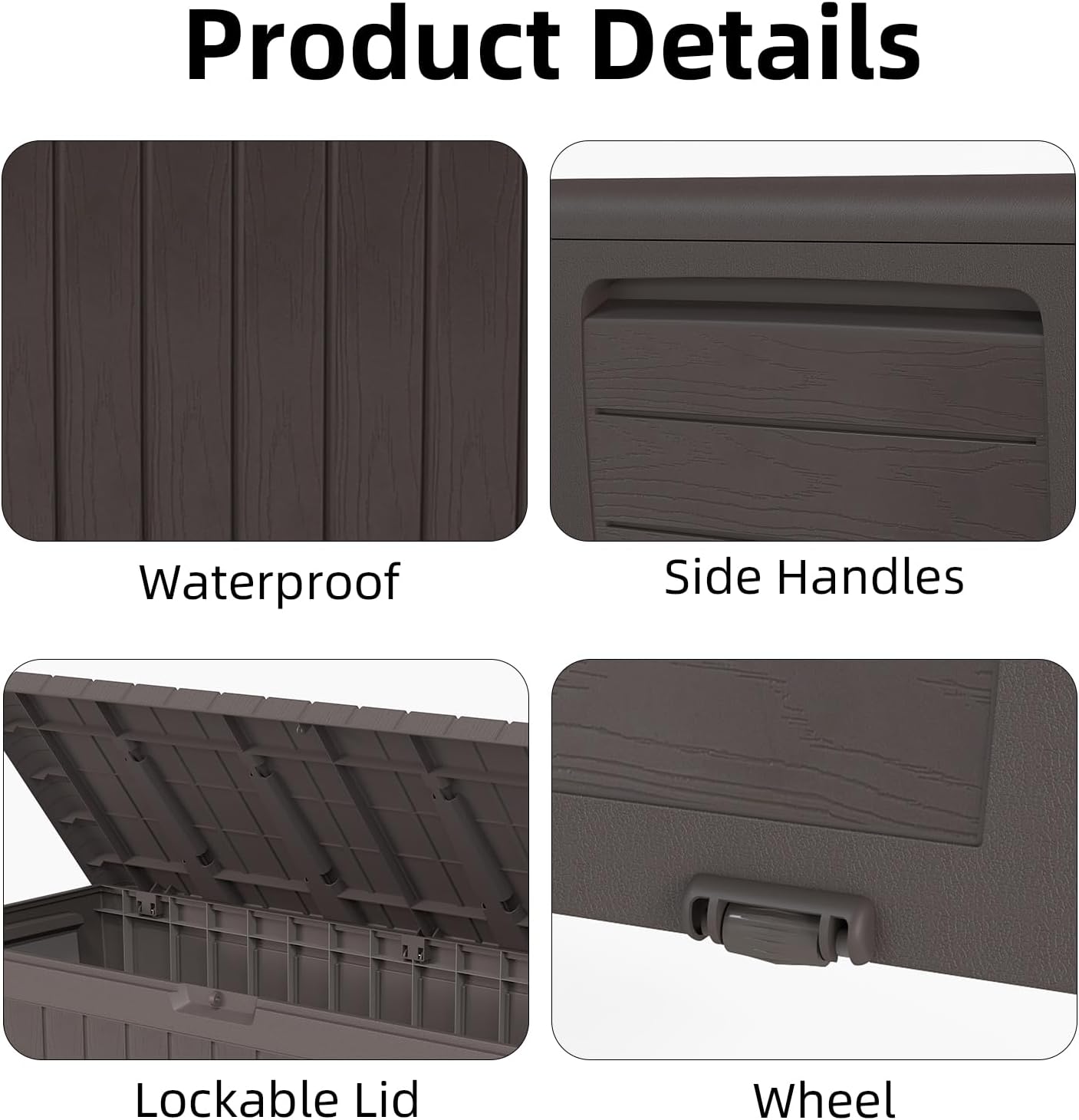 120 Gallon Resin Deck Box，Outdoor Storage Box, Waterproof Lockable Large Storage Bench for Patio Furniture, Pool Accessories & Garden Tools, Brown