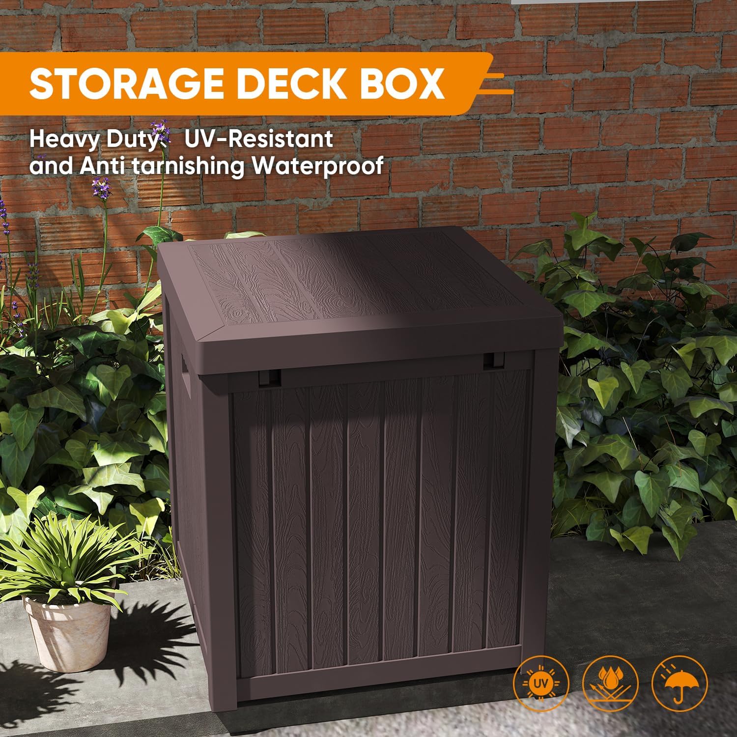 ZYJOYY 51 Gallon Resin Deck Box, Outdoor Storage Box Waterproof for Patio, Garden, Pool, and Deck, Storage Solution for Cushions, Tools, Delivery Packages, Brown
