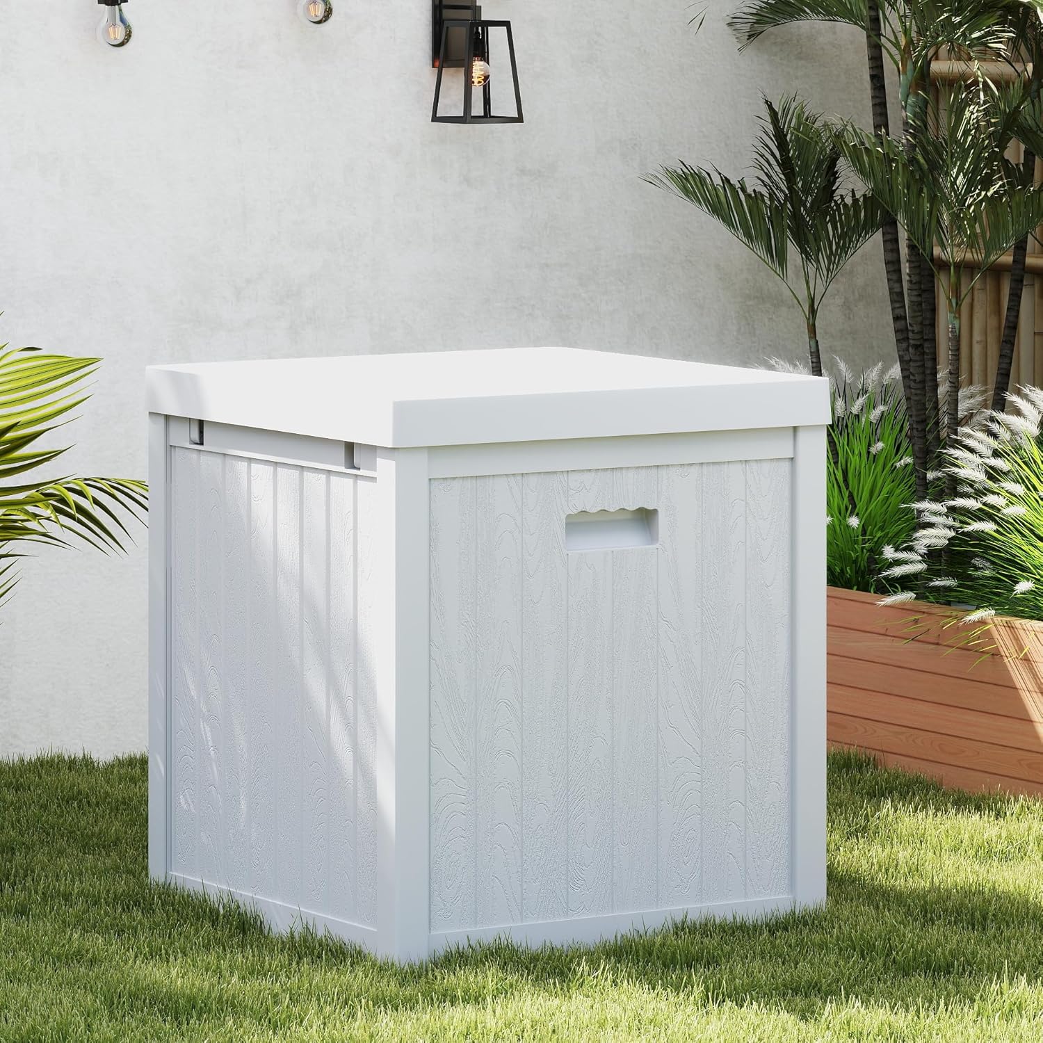 ZYJOYY 51 Gallon Resin Deck Box, Outdoor Storage Box Waterproof for Patio, Garden, Pool, and Deck, Storage Solution for Cushions, Tools, Delivery Packages, White
